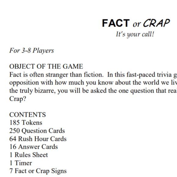 Fact Or Crap "It's Your Call" 2002 Game- [VINTAGE] - Picture 3 of 3